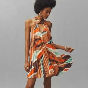 Anthropologie Hutch Halter Pleated Swing Mini Dress - Size Large